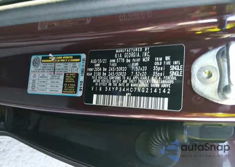 2022 Kia Telluride Ex z USA, uszkodzony, nr VIN 5XYP34HC7NG214142